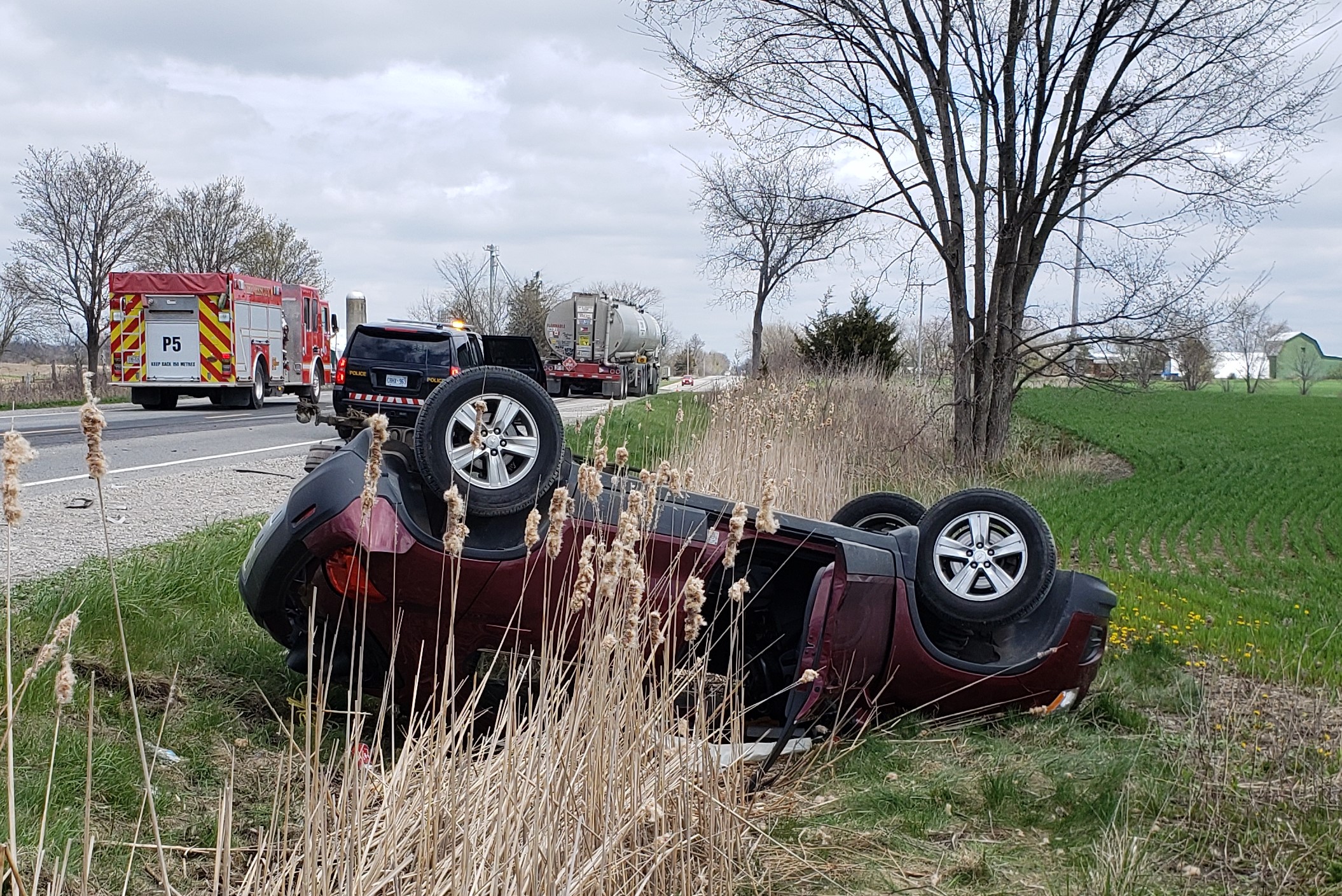 Featured image for Tractor trailer, SUV collision closes road in Canfield