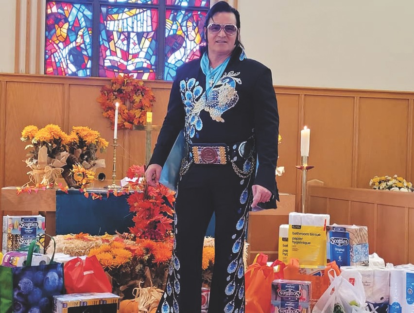 Featured image for “COVID Elvis” visits  Hagersville to help raise  donations for food bank
