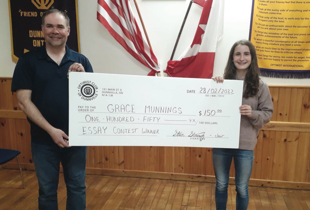 Featured image for Dunnville teen wins Optimist Club essay contest