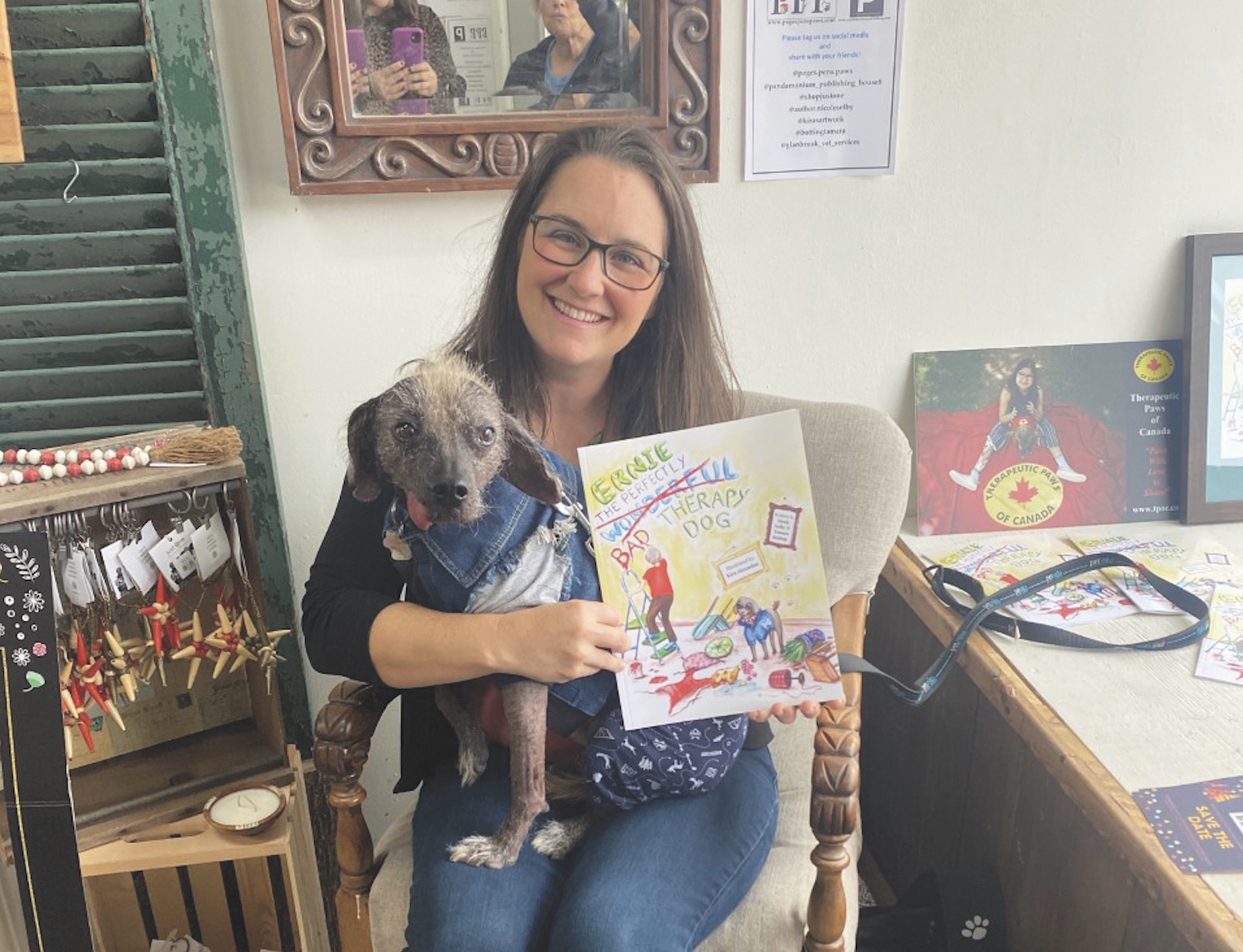 Featured image for Ernie the therapy dog greets fans at his book launch
