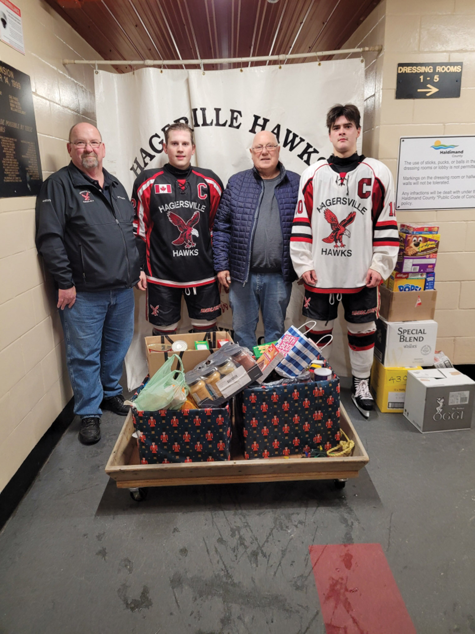 Featured image for Hagersville Hawks food drive spreads hope on hockey nights