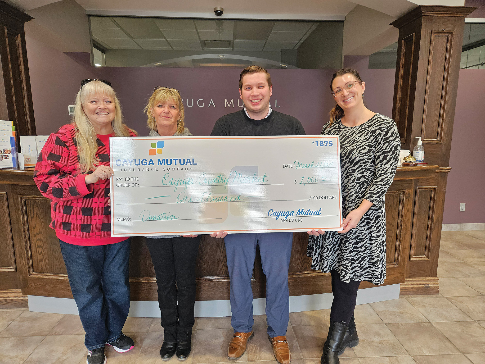 Featured image for Cayuga Mutual donates $1,000 to new market