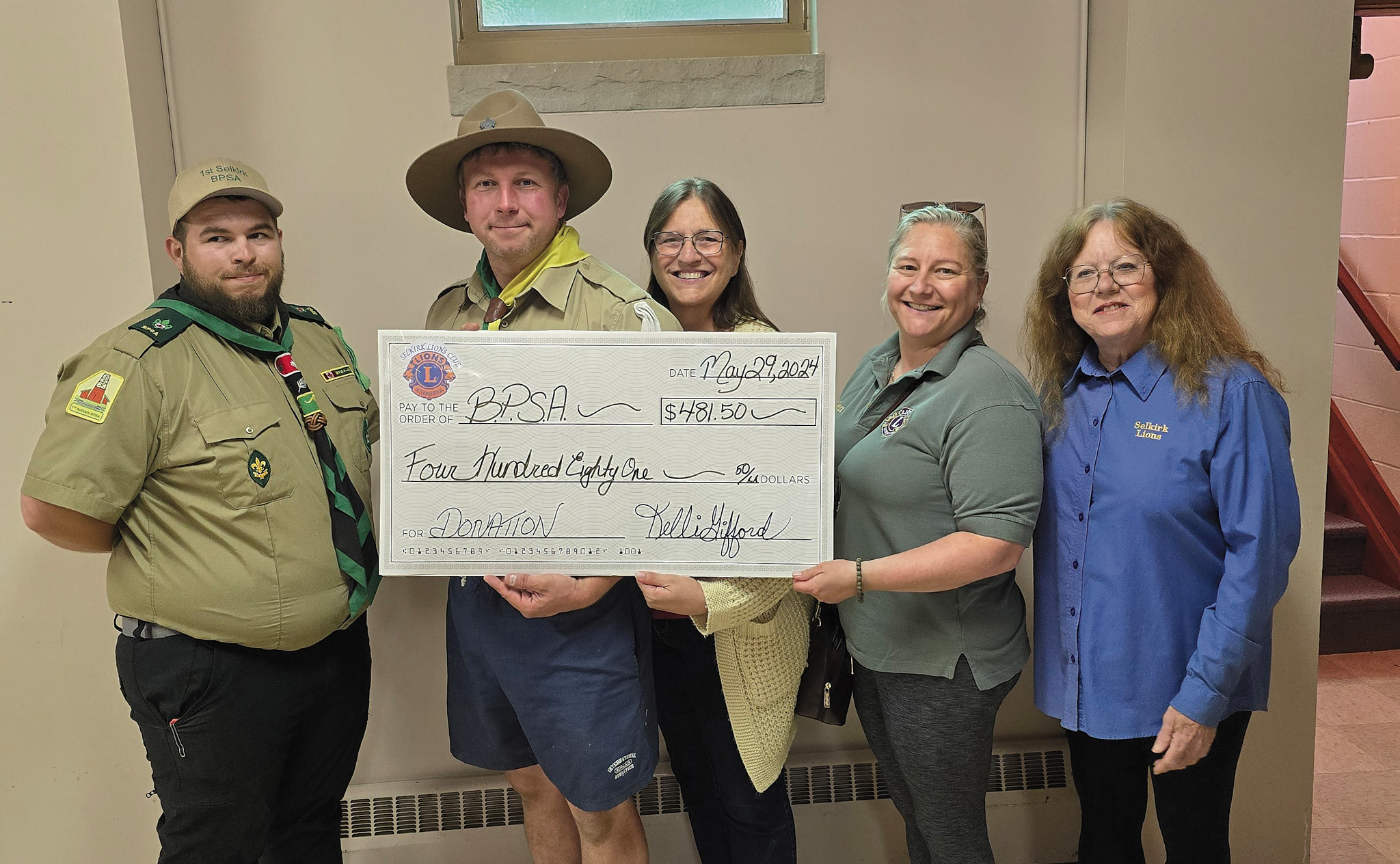 Featured image for Selkirk Lions donate to local chapter of Baden Powell Scouts Association