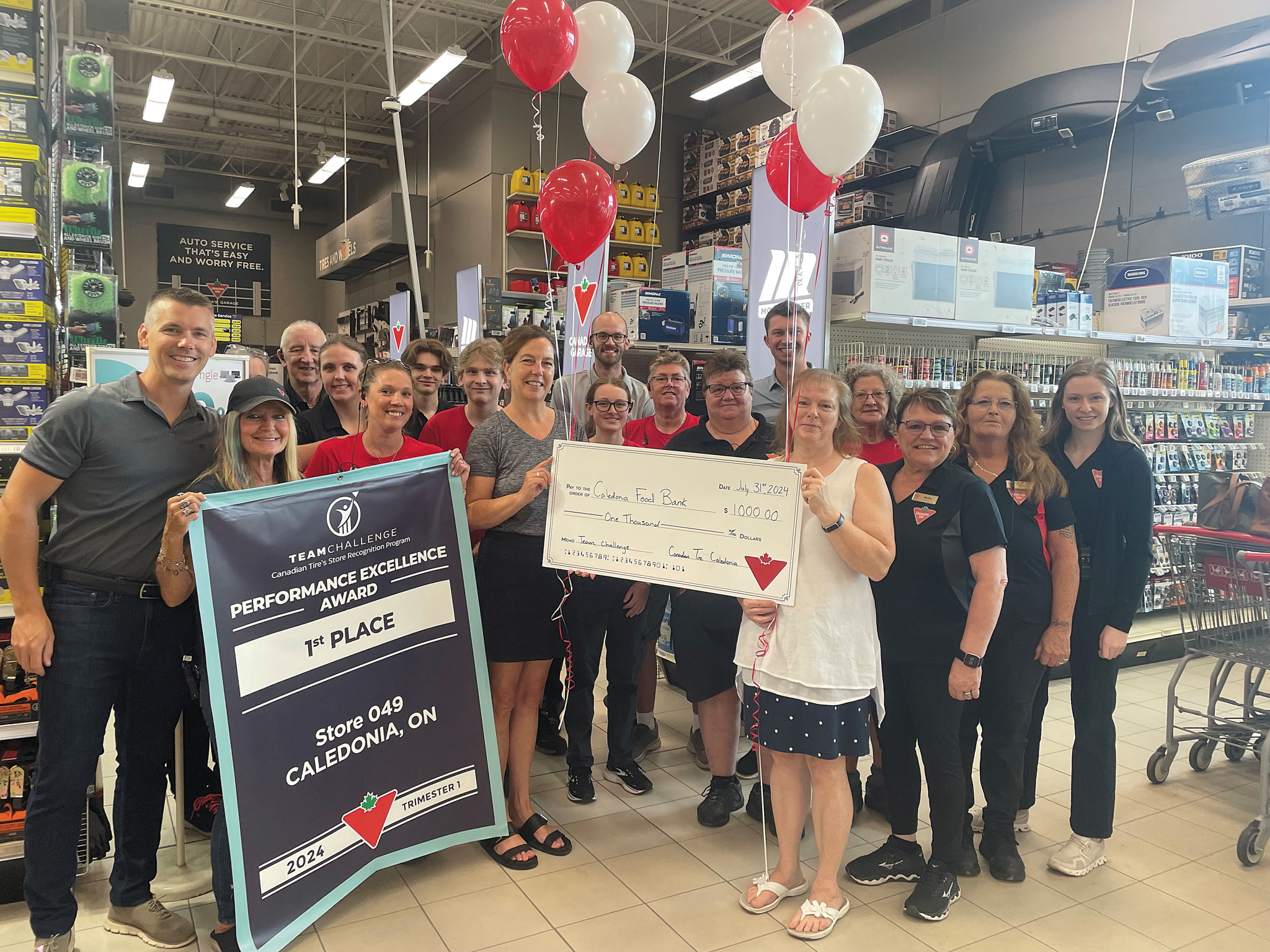 Featured image for Caledonia food bank receives $1K donation from Canadian Tire team