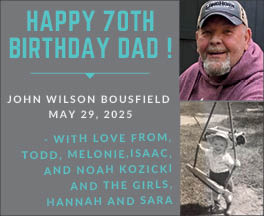 Featured image for BOUSFIELD, John 70th Birthday