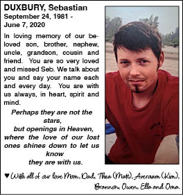 Featured image for Duxbury, Sebastian In Loving Memory