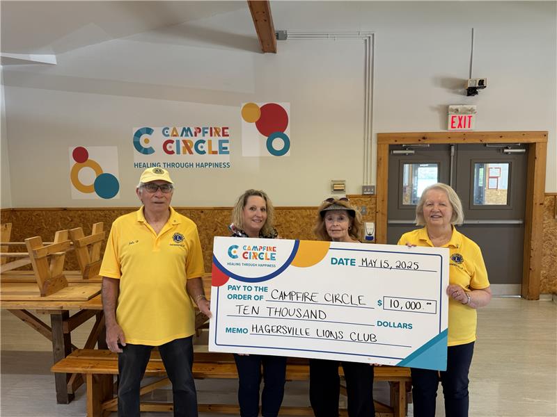 Featured image for Hagersville Lions donate $10,000 to Campfire Circle