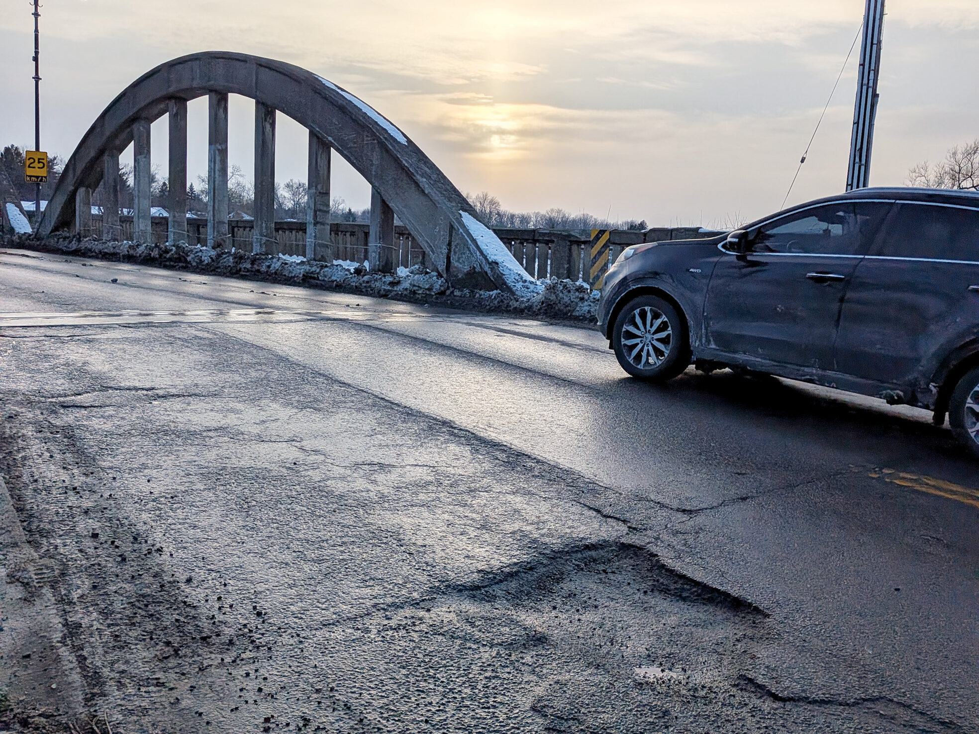 Featured image for Potholes prompt complaints along Argyle Street Bridge